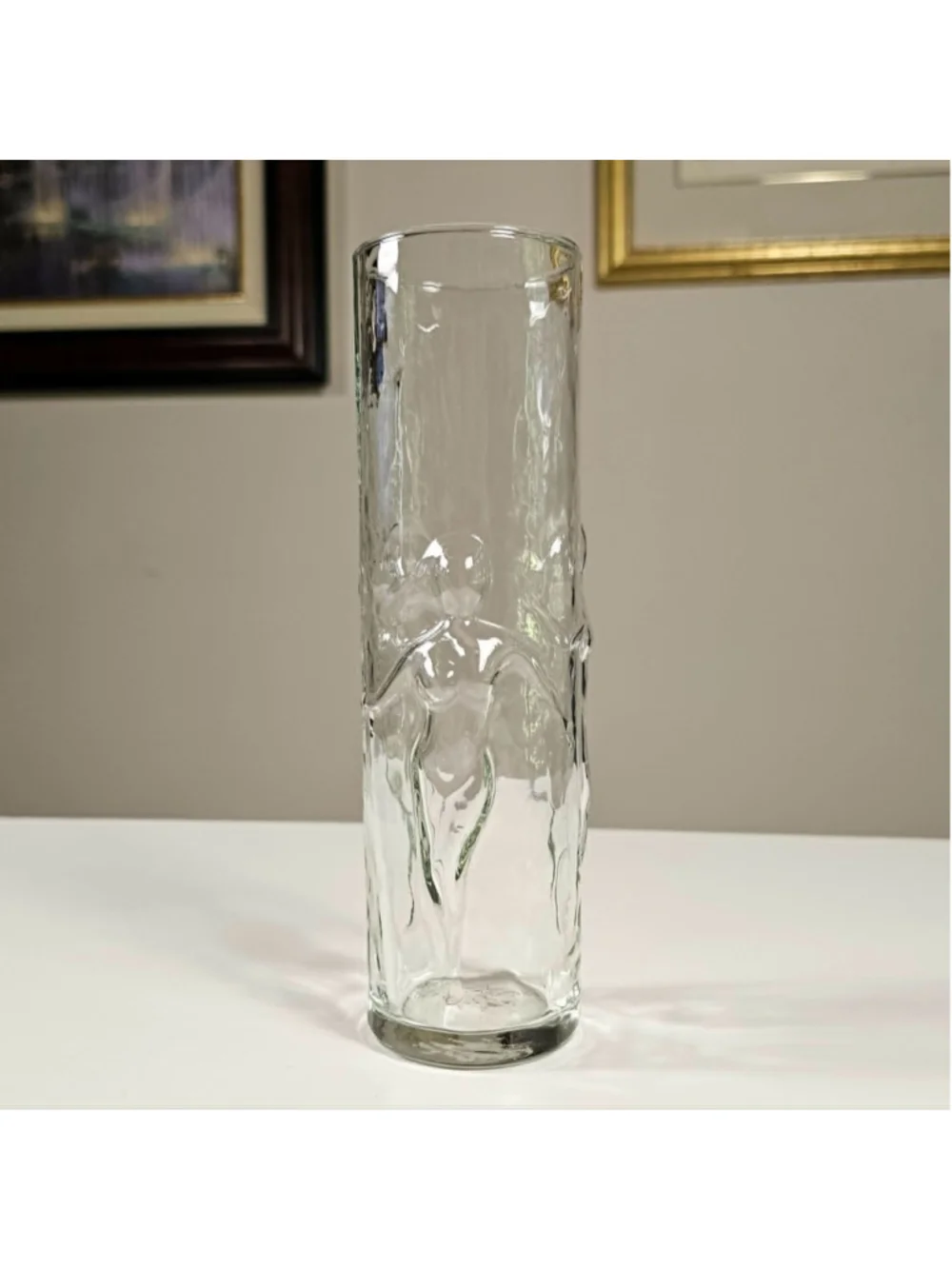 Vintage Libbey La Femme Nude Lady Glass Vase 9” Tall Mid Century Clear 1960s